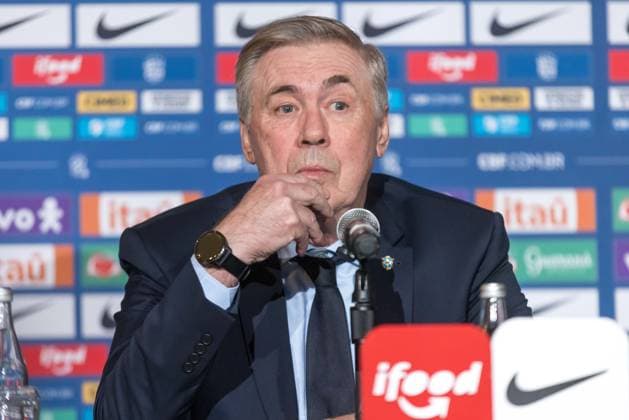 Carlo Ancelotti, coach of the Brazilian national football team, speaks to journalists at the Ritz Hotel in Washington, D.C., the capital of the United States. Carlo Ancelotti, coach of the Brazilian national football team, speaks to journalists at the Ritz Hotel in Washington, D.C., the capital of the United States. WASHINGTON DC United States Copyright: xWilliamxVolcov BrazilxPhotoxPresx