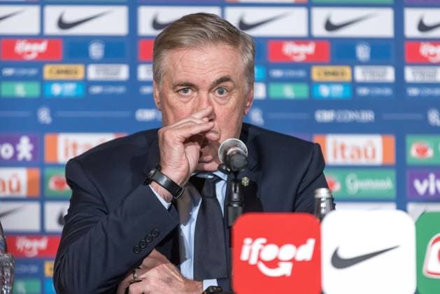 Carlo Ancelotti, coach of the Brazilian national football team, speaks to journalists at the Ritz Hotel in Washington, D.C., the capital of the United States. Carlo Ancelotti, coach of the Brazilian national football team, speaks to journalists at the Ritz Hotel in Washington, D.C., the capital of the United States. WASHINGTON DC United States Copyright: xWilliamxVolcov BrazilxPhotoxPresx