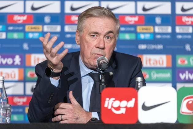 Carlo Ancelotti, coach of the Brazilian national football team, speaks to journalists at the Ritz Hotel in Washington, D.C., the capital of the United States. Carlo Ancelotti, coach of the Brazilian national football team, speaks to journalists at the Ritz Hotel in Washington, D.C., the capital of the United States. WASHINGTON DC United States Copyright: xWilliamxVolcov BrazilxPhotoxPresx