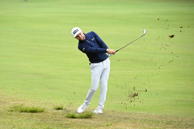 GOLF AUSTRALIAN OPEN, Rasmus Neergaard-Petersen of Denmark plays a shot on the 4th hole during round three of the Australian Open Golf tournament at the Royal Melbourne Golf Club in Melbourne, Saturday, December 6, 2025. ( NO ARCHIVING, EDITORIAL USE ONLY MELBOURNE VICTORIA AUSTRALIA  Copyright: xJAMESxROSSx 20251206159320929968