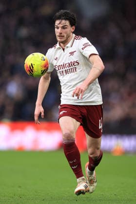 Football - Premier League - Aston Villa v Arsenal 06 December 2025 - Premier League - Aston Villa v Arsenal - Declan Rice of Arsenal - Photo: Simon Stacpoole Offside. Aston UK Copyright: xSimonxStacpoolexOffside