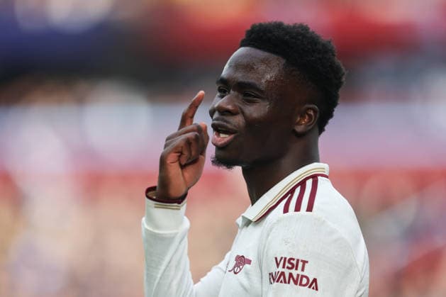 Birmingham, England, 6th December 2025. Bukayo Saka of Arsenal reacts during the Aston Villa vs Arsenal Premier League match at Villa Park, Birmingham. Picture credit should read: Gareth Evans Sportimage EDITORIAL USE ONLY. No use with unauthorised audio, video, data, fixture lists, club league logos or live services. Online in-match use limited to 120 images, no video emulation. No use in betting, games or single club league player publications. SPI_062_GE_ASTONVILLA_ARSENAL SPI-4350-0063