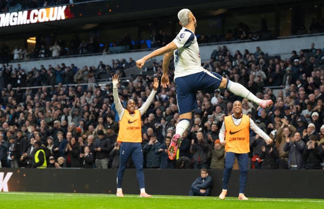 Tottenham Hotspur v Brentford Premier League Richarlison of Tottenham Hotspur celebrates scoring his first goal against Brentford during the Premier League match at Tottenham Hotspur Stadium, London 06 12 2025 UK Newspapers OUT Copyright: xGraemexWilcocksonx FIL-22607-0036