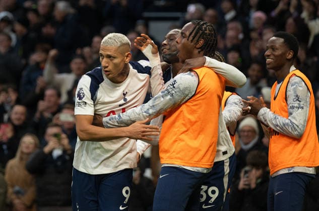Tottenham Hotspur v Brentford Premier League Richarlison of Tottenham Hotspur celebrates scoring his first goal against Brentford during the Premier League match at Tottenham Hotspur Stadium, London 06 12 2025 UK Newspapers OUT Copyright: xGraemexWilcocksonx FIL-22607-0040