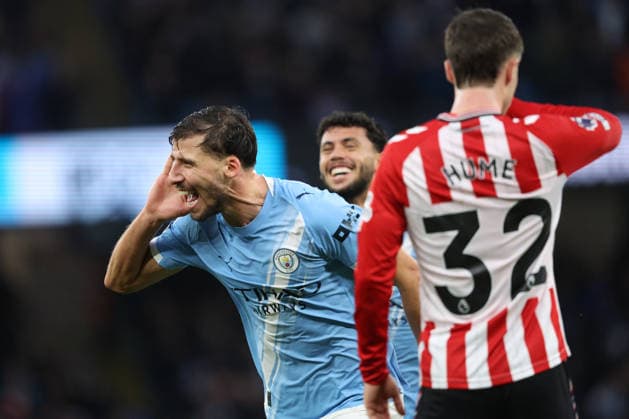 Manchester City v Sunderland - Premier League Ruben Dias of Manchester City celebrates 1st goal during the Premier League match between Manchester City and Sunderland at Etihad Stadium on December 6, 2025 in Manchester, England. Manchester Etihad Stadium England United Kingdom Copyright: xNealxSimpson Sportsphoto APLx 14143956