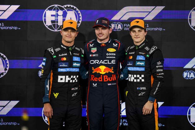 F1 - ABU DHABI GRAND PRIX 2025 VERSTAPPEN Max (ned), Red Bull Racing RB21, portrait NORRIS Lando (gbr), McLaren F1 Team MCL39, portrait PIASTRI Oscar (aus), McLaren F1 Team MCL39, portrait pole position during the 2025 Formula 1 Abu Dhabi Grand Prix, 24th round of the 2025 FIA Formula One World Championship, WM, Weltmeisterschaft from December 05 to 07, 2025 on the Yas Marina Circuit, in Abu Dhabi, United Arab Emirates - Abu DhabiUnited Arab Emirates  Copyright: xXavixBonillax