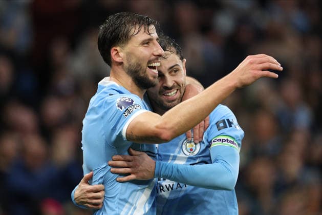 Manchester City v Sunderland - Premier League Bernardo Silva and Ruben Dias of Manchester City celebrate 1st goal during the Premier League match between Manchester City and Sunderland at Etihad Stadium on December 6, 2025 in Manchester, England. Manchester Etihad Stadium England United Kingdom Copyright: xNealxSimpson Sportsphoto APLx 14143968