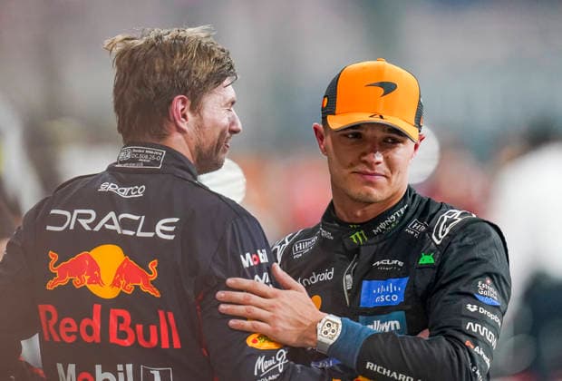 FORMULA ONE ABU DHABI GRAND PRIX 2025 Max Verstappen 1 (NED), Oracle Red Bull Racing RB21 P1 and Lando Norris 4 (GBR), McLaren MCL39 P2. Qualifying, during the Formula One Etihad Airways Abu Dhabi Grand Prix 2025 at the Yas Marina Circuit, Yas Island, United Arab Emirates on 6 December 2025 Credit: Eleanor Hoad Every Second Media Editorial use only. All images are copyright Every Second Media Limited. No images may be reproduced without prior permission. Copyright: xIMAGO EveryxSecondxMediax ESM-1694-0072 EleanorxHoadx xEveryxSecondxMediax