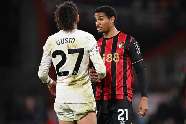Bournemouth v Chelsea Premier League Malo Gusto of Chelsea and Amine Adli of Bournemouth during the Premier League match at the Vitality Stadium, Bournemouth 06 12 2025 UK Newspapers OUT Copyright: xJeremyxLandeyx FIL-22603-0048