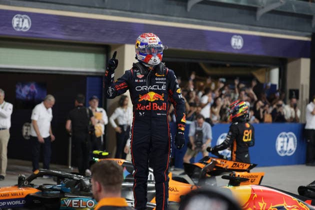 06.12.2025, Yas Marina Circuit, Abu Dhabi, Formula 1 Etihad Airways Abu Dhabi Grand Prix 2025 , im Bild Poleposition für Max Verstappen (NLD), Oracle Red Bull Racing (Photo by Alessandro Martellotta Hasan Bratic DeFodi Images)