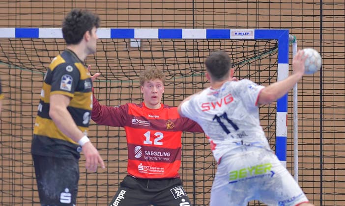 06.12.2025, Dresdens Oliver Sandin im Tor, Handball, 2. Bundesliga, HC Elbflorenz Dresden - TV Hüttenberg,e (c) Dresden