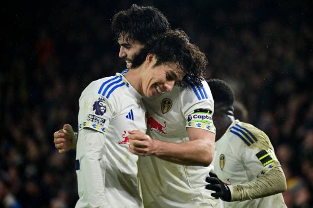 Leeds United v Liverpool Premier League 06 12 2025. GOAL Leeds United midfielder Ao Tanaka (22) scores a goal and celebrates with Leeds United defender Pascal Struijk (5) 3-3 during the Premier League match between Leeds United and Liverpool at Elland Road, Leeds, England on 6 December 2025. Leeds Elland Road West Yorkshire England Editorial use only DataCo restrictions apply See www.football-dataco.com , Copyright: xDennisxGoodwinx PSI-23360-0057