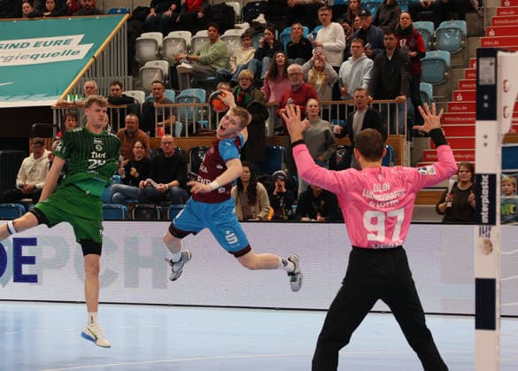 GER HBL2 Saison 2025 2026 VfL Potsdam vs EULEN Ludwigshafen, 06.12.25, MBS Arena, Potsdam Jan GRÜNER (1.VfL Potsdam 5)