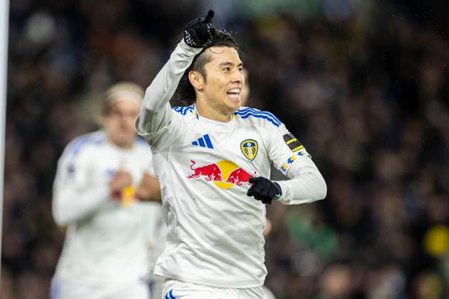 Leeds United v Liverpool - Premier League Goal 3-3 Ao Tanaka 22 of Leeds United F.C. celebrates his goal during the Premier League match between Leeds United and Liverpool at Elland Road in Leeds, England, on December 6, 2025. Leeds West Yorkshire United Kingdom  Copyright: xMIxNewsx originalFilename:fletcher-leedsuni251106_npf9U.jpg