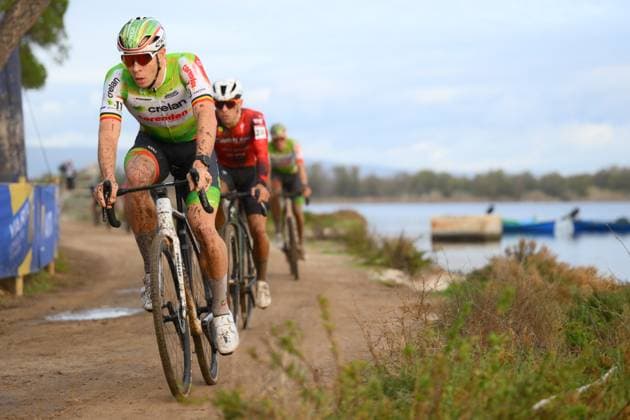 Belgian Laurens Sweeck pictured in action during the men s elite race of the Cyclocross World Cup, in Terralba, Sardinia, Italy, Sunday 07 December 2025, stage 3 (out of 12) in the World Cup of the 2026-2027 season. DAVIDxPINTENS  x147186346x
