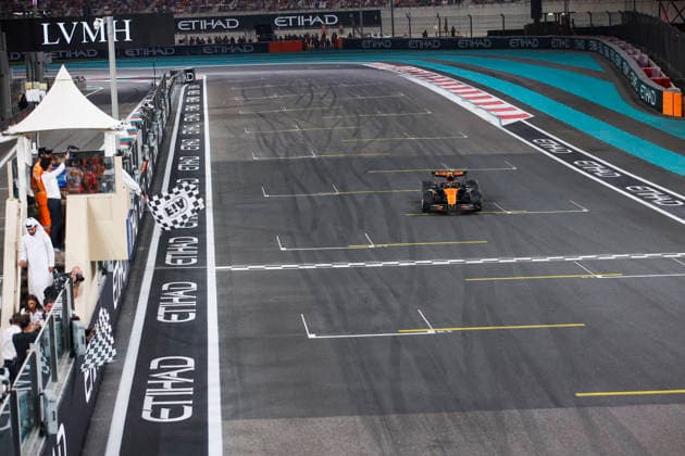 F1 - ABU DHABI GRAND PRIX 2025 04 NORRIS Lando (gbr), McLaren F1 Team MCL39, action crossing the finish line during the 2025 Formula 1 Abu Dhabi Grand Prix, 24th round of the 2025 FIA Formula One World Championship, WM, Weltmeisterschaft from December 05 to 07, 2025 on the Yas Marina Circuit, in Abu Dhabi, United Arab Emirates - Abu DhabiUnited Arab Emirates  Copyright: xXavixBonillax