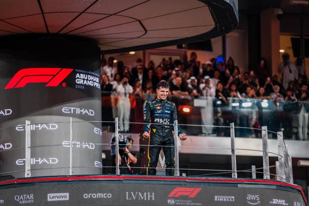 Formula 1 Etihad Airways Abu Dhabi Grand Prix 2025 Alexis Perrin OVERTAKE MAXPPP - Abu Dhabi 07 12 2025 04 NORRIS Lando (gbr), McLaren F1 Team, portrait third place at and championship winner the Formula 1 Etihad Airways Abu Dhabi Grand Prix 2025, the 24th round of the 2025 FIA Formula 1 World Championship, WM, Weltmeisterschaft at Yas Marina Circuit in Abu Dhabi, United Arab Emirates, from 4 to 7 December 2025 Abu Dhabi Yas Marina Circuit United Arab Emirates  Copyright: xOVERTAKE MAXPPPxAlexisxPerrinx OVT202512070631 OVT202512070631