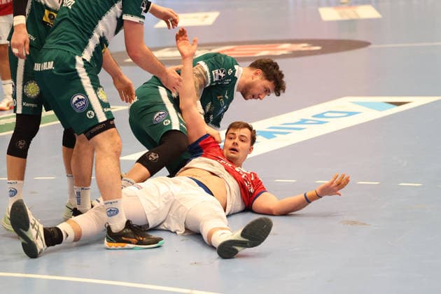 Handball Daikin Handball Bundesliga 2025 2026 - Handball Verein Hamburg vs. ThSV Eisenach Felix Aellen (Eisenach),Andreas Magaard (Hamburg), Sporthalle Hamburg Hamburg