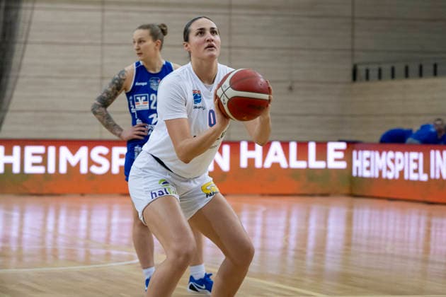 Toyota DBBL - 2025 2026 - Syntainics MBC vs.BC Marburg Halle Saale, Deutschland 07.Dezember 2025: Im Bild:Alexia Allesch (Halle) Halle Saale swh.Arena Sachsen-Anhalt Deutschland