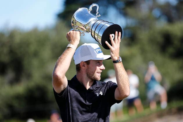 December 7, 2025, Melbourne, Australia: Rasmus Neergaard-Petersen of Denmark lifts the trophy after winning the Australian Open Golf tournament. The 2025 Australian Open concluded with Denmark™s Rasmus Neergaard-Petersen securing the championship at 15-under after a tense final round at The Australian Golf Club. The tournament delivers a dramatic finish, with top international contenders pushing the leaderboard to the final holes. Large crowds gathered across the course as fans watch one of Australia™s premier golf events come to a close for the year. Melbourne Australia - ZUMAs197 20251207_aaa_s197_088 Copyright: xYexMyoxKhantx