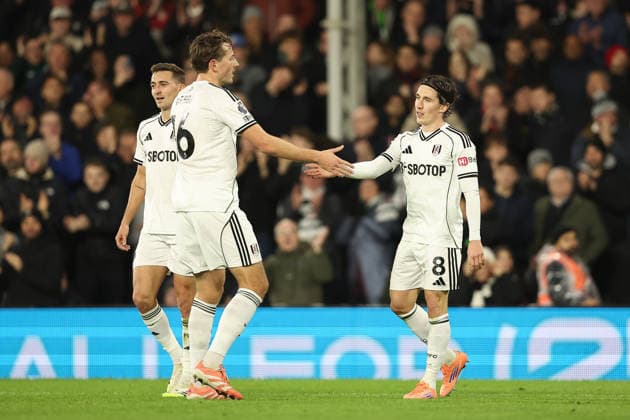 7th December 2025; Craven Cottage, Fulham, London, England; Premier League Football, Fulham versus Crystal Palace; Harry Wilson of Fulham celebrates his goal in the 38th minute for 1-1  KatiexChan