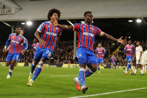 7th December 2025; Craven Cottage, Fulham, London, England; Premier League Football, Fulham versus Crystal Palace; Marc Guehi of Crystal Palace celebrates his goal in the 87th minute for 1-2  KatiexChan