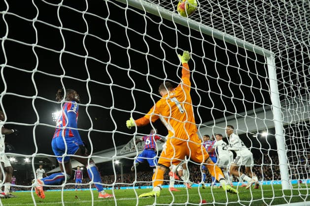 7th December 2025; Craven Cottage, Fulham, London, England; Premier League Football, Fulham versus Crystal Palace; Marc Guehi of Crystal Palace heads from an incoming corner kick to score a goal in the 87th minute for 1-2  KatiexChan