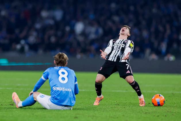 SSC Napoli vs Juventus juventus Portuguese forward Francisco Conceicao looks dejected during the Serie A football match between SSC Napoli vs Juventus at the Diego Armando Maradona Stadium in Naples, on December 07, 2025. _BPH6729_1 Copyright: xAntonioxBalascox