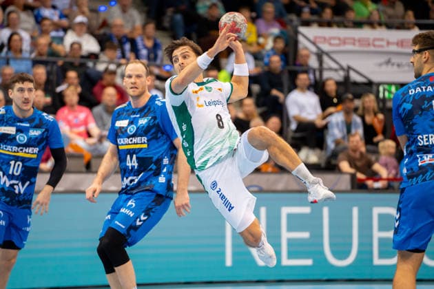 Handball I Herren I Saison 2025-2026 I Bundesliga I 15. Spieltag I TVB Stuttgart - SC DHfK Leipzig I 07.12.2025 Lucas Krzikalla (8, SC DHfK Leipzig) im Wurf Stuttgart Porsche Arena Baden-Württemberg Deutschland Copyright: xLobeca MaxxPetershansx
