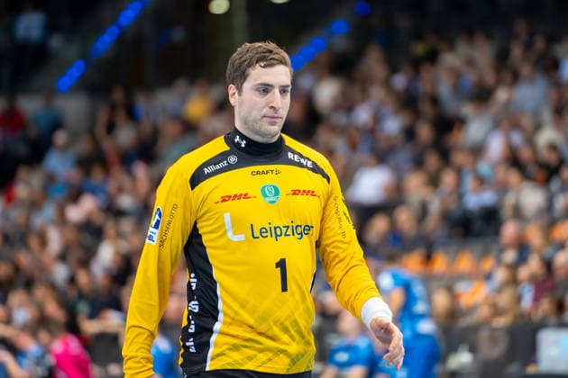 Handball I Herren I Saison 2025-2026 I Bundesliga I 15. Spieltag I TVB Stuttgart - SC DHfK Leipzig I 07.12.2025 Domenico Ebner (1, SC DHfK Leipzig) Stuttgart Porsche Arena Baden-Württemberg Deutschland Copyright: xLobeca MaxxPetershansx