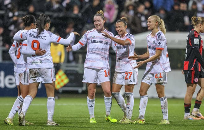 GER, Frankfurt, Eintracht Frankfurt vs FC Bayern München, Google Pixel Bundesliga, Fussball, DFB, Spielzeit 2025 2026, Stadion am Brentanobad, 12. Spieltag im Bild: Alara Åžehitler (Bayern München 14) erzielt das Tor zum 5:0, Jubel und Freude DFB DFL REGULATIONS PROHIBIT ANY USE OF PHOTOGRAPHS AS IMAGE SEQUENCES AND OR QUASI-VIDEO, 07.12.2026 Copyright: HMBxMedia HendrikxHamelau