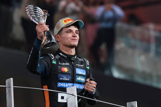 F1 Grand Prix Of Abu Dhabi 2025 The new F1 world champion Lando Norris of United Kingdom driving the F1 race car No 4, the McLaren MCL39 for the McLaren Formula 1 Team, on the podium tearful celebrating the 2025 driver s championship his first F1 title after the season ending race of 2025 Formula 1 Etihad Airways Abu Dhabi Grand Prix at Yas Marina Circuit. Abu Dhabi, United Arab Emirates on December 7, 2025. Abu Dhabi United Arab Emirates  Copyright: xNicolasxEconomoux originalFilename:economou-notitle251207_npAJg.jpg