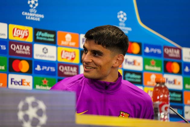 Spanien: Pressekonferenz FC Barcelona, Barca mit Barca-Spieler Gerard Martin (Barcelona 18) vor Fussball UEFA Champions League - FC Barcelona vs Eintracht Frankfurt - PK Ort: Ciutat Esportiva Joan Gamper (Barcelona, Spanien) Copyright: xJOERANxSTEINSIEKx