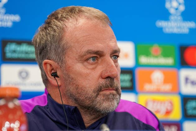 Spanien: Pressekonferenz FC Barcelona, Barca mit Hansi Flick (Trainer FC Barcelona) vor Fussball UEFA Champions League - FC Barcelona vs Eintracht Frankfurt - PK Ort: Ciutat Esportiva Joan Gamper (Barcelona, Spanien) Copyright: xJOERANxSTEINSIEKx