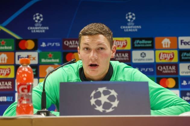 Union s goalkeeper Kjell Scherpen pictured during a press conference, PK, Pressekonferenz of Belgian soccer team Royale Union Saint-Gilloise in Anderlecht, Brussels, on Monday 08 December 2025. The team is preparing for tomorrow s match against French team Olympique de Marseille, on the sixth day of the League phase of the UEFA Champions League tournament. VIRGINIExLEFOUR  x147399771x