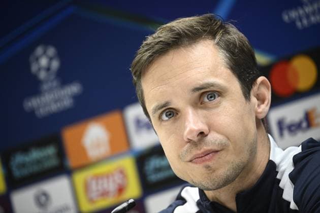 Royale Union Saint-Gilloise v Marseille - UEFA Champions League Media Activities 08 12 2025 ANDERLECHT, BELGIUM - DECEMBER 08 : Hubert David head coach of Union Saint-Gilloise talking to the press during a press conference, PK, Pressekonferenz ahead of the UEFA Champions League 2025 26 League Phase MD6 match between Royale Union Saint-Gilloise and Marseille on December 8, 2025 in Anderlecht, Belgium, 08 12 2025 Anderlecht Belgium  Copyright: xPeterxDexVoechtx