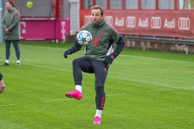 Harry Kane (FC Bayern Muenchen, 09) mit Ball, GER, Abschlusstraining, FC Bayern Muenchen, Fussball, UEFA Champions League, Liga-Phase, 6. Spieltag, Saison 2025 2026, 08.12.2025, GER, Abschlusstraining, FC Bayern Muenchen, Fussball, UEFA Champions League, Liga-Phase, 6. Spieltag, Saison 2025 2026, 08.12.2025 Muenchen Copyright: xEibner-Pressefoto JennixMaulx EP_JML