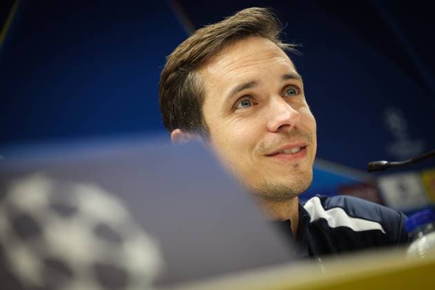 Union s head coach David Hubert pictured during a press conference, PK, Pressekonferenz of Belgian soccer team Royale Union Saint-Gilloise in Anderlecht, Brussels, on Monday 08 December 2025. The team is preparing for tomorrow s match against French team Olympique de Marseille, on the sixth day of the League phase of the UEFA Champions League tournament. VIRGINIExLEFOUR  x147409092x