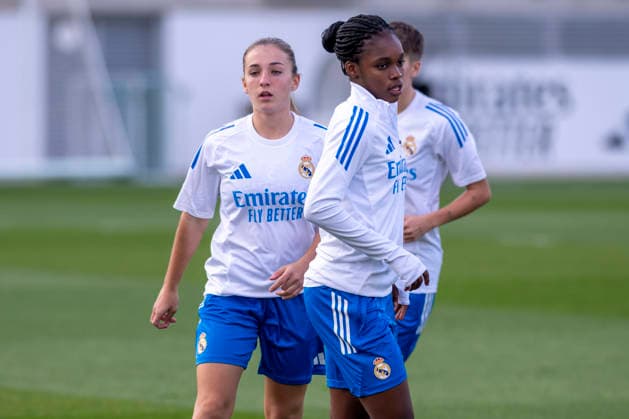 December 8, 2025, Madrid, Madrid, Spain: LINDA CAICEDO of Real Madrid Femenino CF and IRUNE DORADO of Real Madrid Femenino CF during training prior to the Women s Champions League match between REAL MADRID and VFL WOLFSBURG, December 8, 2025, Valdebebas, Madrid, Spain. Madrid Spain - ZUMAc312 20251208_zsp_c312_391 Copyright: xOscarxManuelxSanchezx