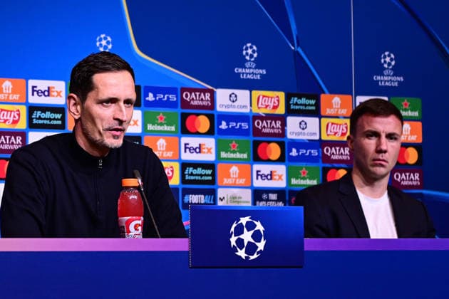 Pressekonferenz mit Dino Toppmoeller und Mario Goetze, FC Barcelona, Barca vs. Eintracht Frankfurt, Champions League, Gruppenphase, 6.Spieltag, 08.12.2025 Barcelona Katalonien Spanien