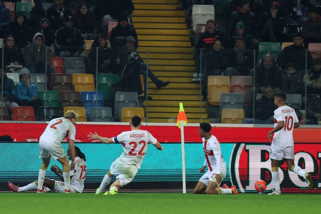Ar Udine 08 12 2025 - campionato di calcio serie A Udinese-Genoa foto Andrea Rigano Image nella foto: esultanza gol Booke Norton Cuffy 