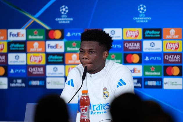 December 9, 2025, Valdebebas, Madrid, Spain: Aurelien Tchouameni of Real Madrid CF attends his press conference, PK, Pressekonferenz prior to their UEFA Champions League 2025 26 match against Manchester City at Ciudad Deportiva Real Madrid on December 09, 2025, in Valdebebas, Madrid, Spain. Valdebebas Spain - ZUMAa181 20251209_zaa_a181_002 Copyright: xDennisxAgyemanx