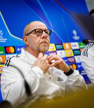 BAKU , 09-12-2025 , Tofiq Bahramov Stadion , Season 2025 2026 , UEFA Champions League football , Pressconference Ajax in Baku prior to the match between Qarabag FK and Ajax , picture shows Ajax interim trainer coach Fred Grim Pressconference Ajax in Baku  x200075054x Copyright: