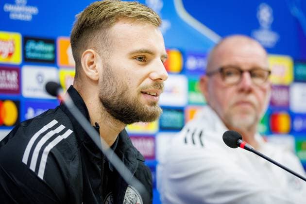 BAKU , 09-12-2025 , Tofiq Bahramov Stadion , Season 2025 2026 , UEFA Champions League football , Pressconference Ajax in Baku prior to the match between Qarabag FK and Ajax , picture shows Ajax goalkeeper Vitezslav Jaros Pressconference Ajax in Baku  x200075061x Copyright: