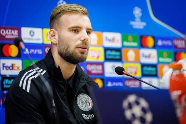 BAKU , 09-12-2025 , Tofiq Bahramov Stadion , Season 2025 2026 , UEFA Champions League football , Pressconference Ajax in Baku prior to the match between Qarabag FK and Ajax , picture shows Ajax goalkeeper Vitezslav Jaros Pressconference Ajax in Baku  x200075064x Copyright: