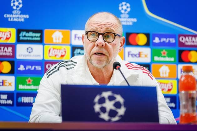 BAKU , 09-12-2025 , Tofiq Bahramov Stadion , Season 2025 2026 , UEFA Champions League football , Pressconference Ajax in Baku prior to the match between Qarabag FK and Ajax , picture shows Ajax interim trainer coach Fred Grim Pressconference Ajax in Baku  x200075067x Copyright: