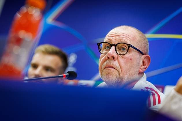BAKU , 09-12-2025 , Tofiq Bahramov Stadion , Season 2025 2026 , UEFA Champions League football , Pressconference Ajax in Baku prior to the match between Qarabag FK and Ajax , picture shows Ajax interim trainer coach Fred Grim Pressconference Ajax in Baku  x200075074x Copyright: