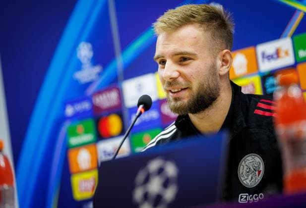 BAKU , 09-12-2025 , Tofiq Bahramov Stadion , Season 2025 2026 , UEFA Champions League football , Pressconference Ajax in Baku prior to the match between Qarabag FK and Ajax , picture shows Ajax goalkeeper Vitezslav Jaros Pressconference Ajax in Baku  x200075079x Copyright: