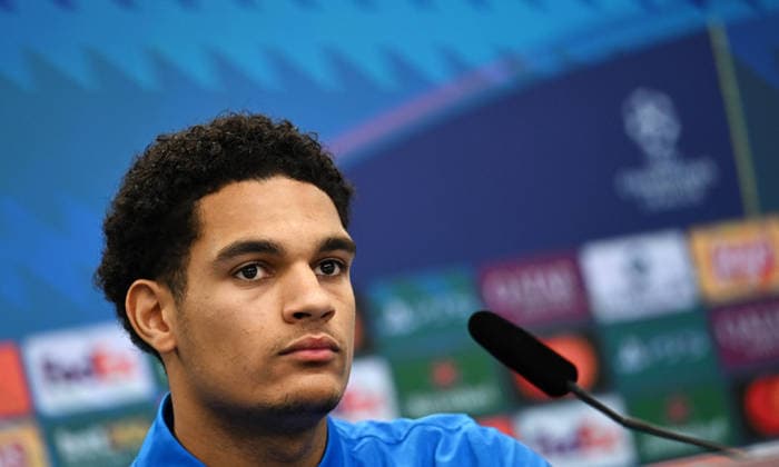 0912.2025, xophax, Fussball , UEFA Champions League , 2025 2026 , Bayer Leverkusen ,Pressekonferenz vor dem Spiel gegen Newcastle United. Jarell Quansah ( Bayer 04 Leverkusen ) Leverkusen