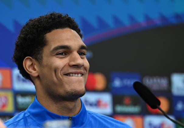 0912.2025, xophax, Fussball , UEFA Champions League , 2025 2026 , Bayer Leverkusen ,Pressekonferenz vor dem Spiel gegen Newcastle United. Jarell Quansah ( Bayer 04 Leverkusen ) Leverkusen